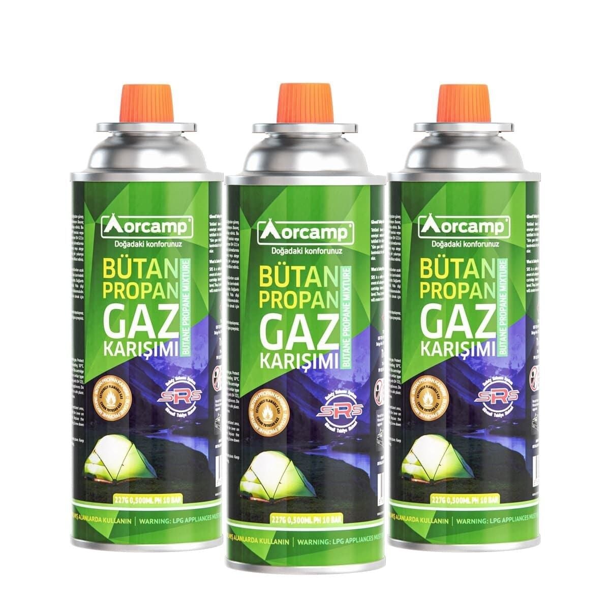 Orcamp 3lüi 227 Gram Valfli Gaz Ocak Kartuşu