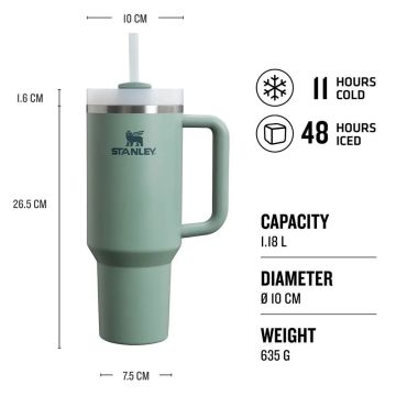 Stanley Quencher Pipetli Termos Bardak 1.18Lt Yşl