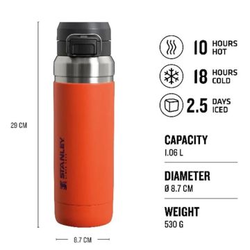 Stanley Quick Flip Paslanmaz Termos 1.06Lt Turuncu