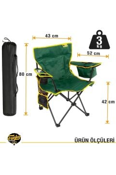 FC Cool Ice Petrol Yeşili/Sarı Lüks Kamp Sandalyesİ