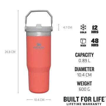 Stanley The IceFlow Flip Straw Pipetli Termos Bardak 0,89 LT Pembe