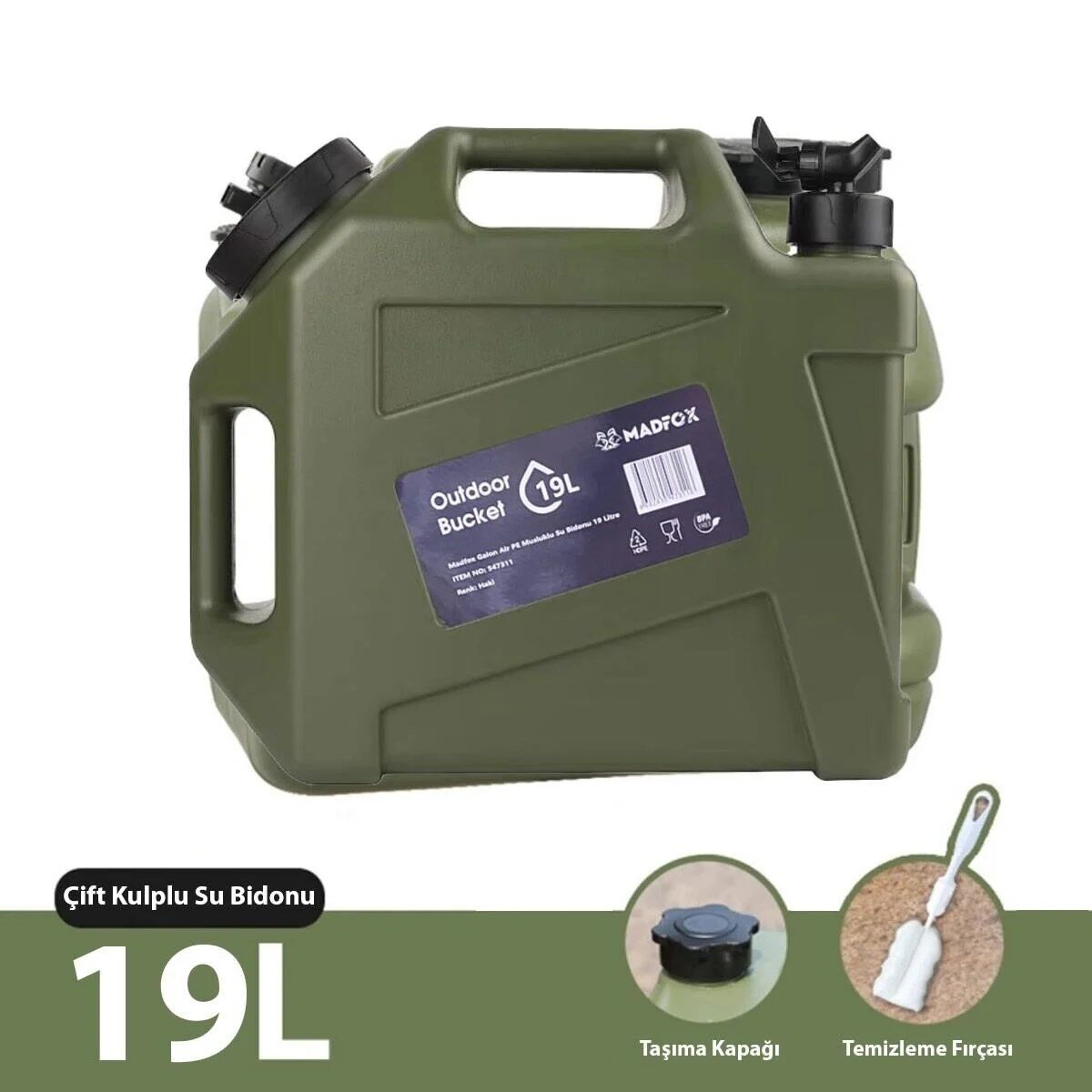 Madfox Galon Air PE Musluklu Su Bidonu 19  Litre
