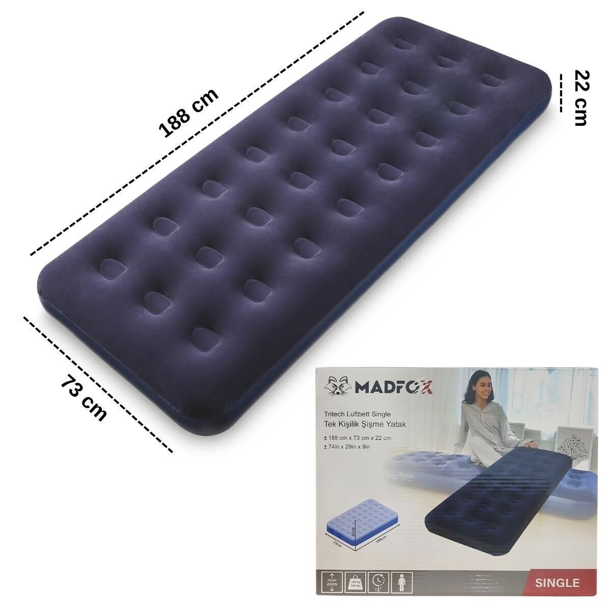 Madfox Tritech Luftbett  Tek Kişilik Şişme Yatak
