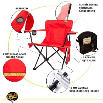 Funky Chairs V2 Lüks Kamp Sandalyesi Kırmızı