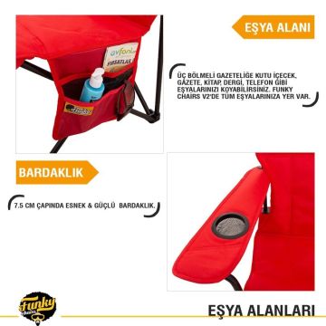 Funky Chairs V2 Lüks Kamp Sandalyesi Kırmızı