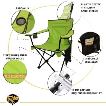 Funky Chairs V2 Fıstık Yeşili Lüks Kamp Sandalyesi