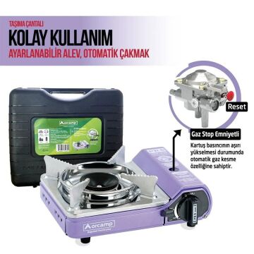 Orcamp Mini Çantalı Kamp Ocağı Mor CK-506