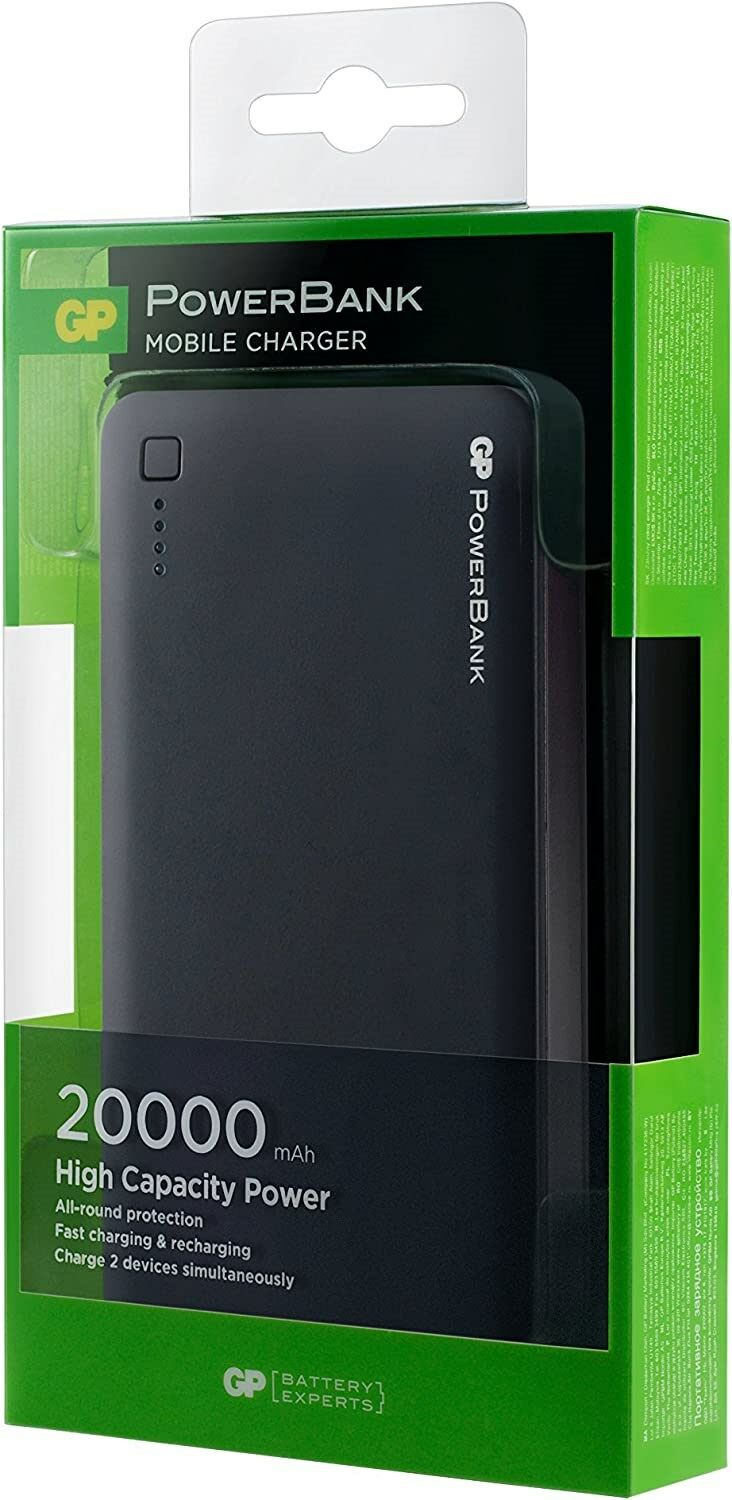 Gp 20000 mAh 2.1A-1A Çift USB Çıkışlı Taşınabilir Şarj Cihazı Siyah