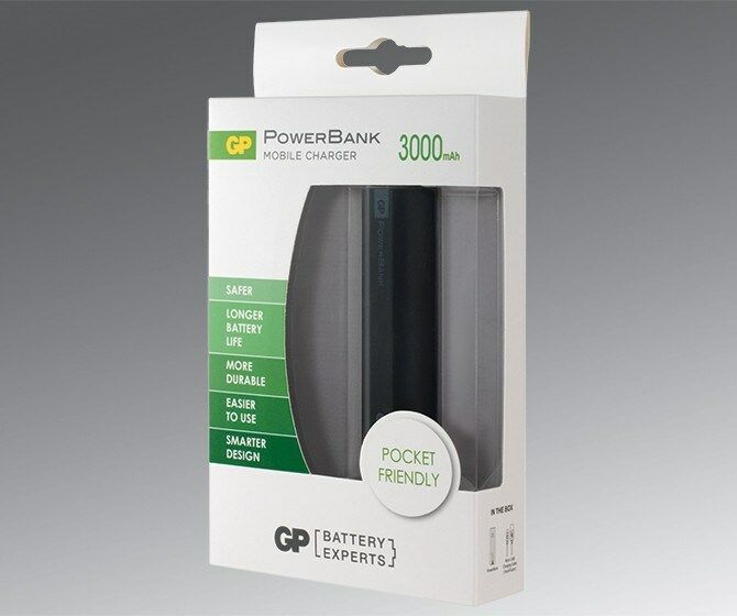 GP GP-FN03M Powerbank 3000 mAh Siyah Yedek Batarya