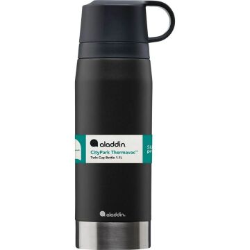 Aladdin CityPark Thermavac Çift Bardaklı Çelik Termos 1.1 LT - Siyah