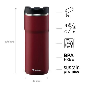 Aladdin Java Thermavac Leak-Lock™ Çelik Termos Bardak 0,47 LT - Bordo