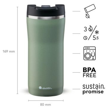 Aladdin Mocca Thermavac Leak-lock™ Çelik Termos Bardak 0,35 Lt - Yeşil