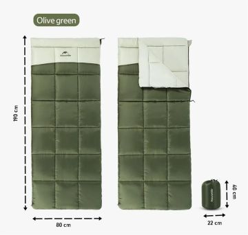 Naturehike LT150 Zarf Tarzı Pamuklu Uyku Tulumu - Yeşil