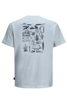Jack Wolfskin Discover Erkek Outdoor Tişört Açık Mavi