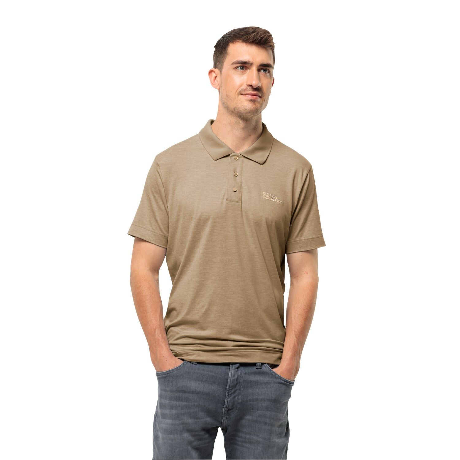 Jack Wolfskin Travel Polo Erkek Outdoor Tişört Kahve