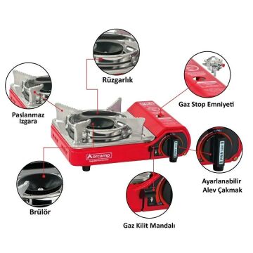 Orcamp Mini Çantalı Kamp Ocağı Kırmızı CK-506