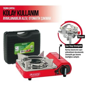 Orcamp Mini Çantalı Kamp Ocağı Kırmızı CK-506