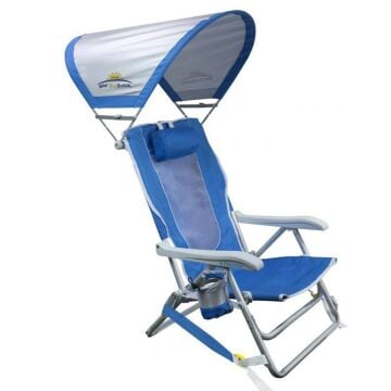 Gci Outdoor SunShade 4 Kademeli Güneşlikli Katlanır Plaj Sandalyesi-Mavi