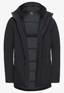 Jack Wolfskin Cold Camp Coat Erkek Su Geçirmez Mont Siyah