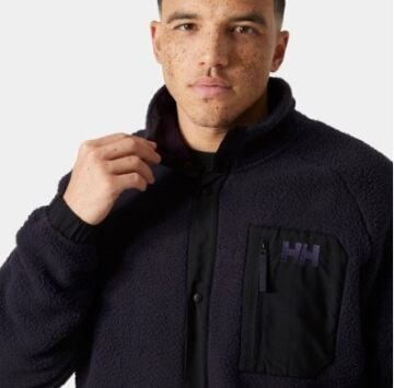 Helly Hansen Panorama Printed Pile Snap Erkek Polar Mont Siyah