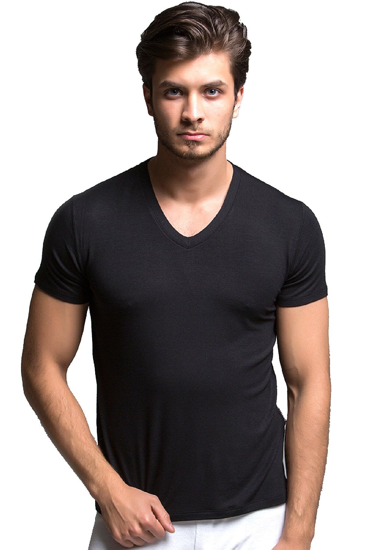 TF Heavy Yetişkin Kısa Kol Fanila V Yaka  Siyah M